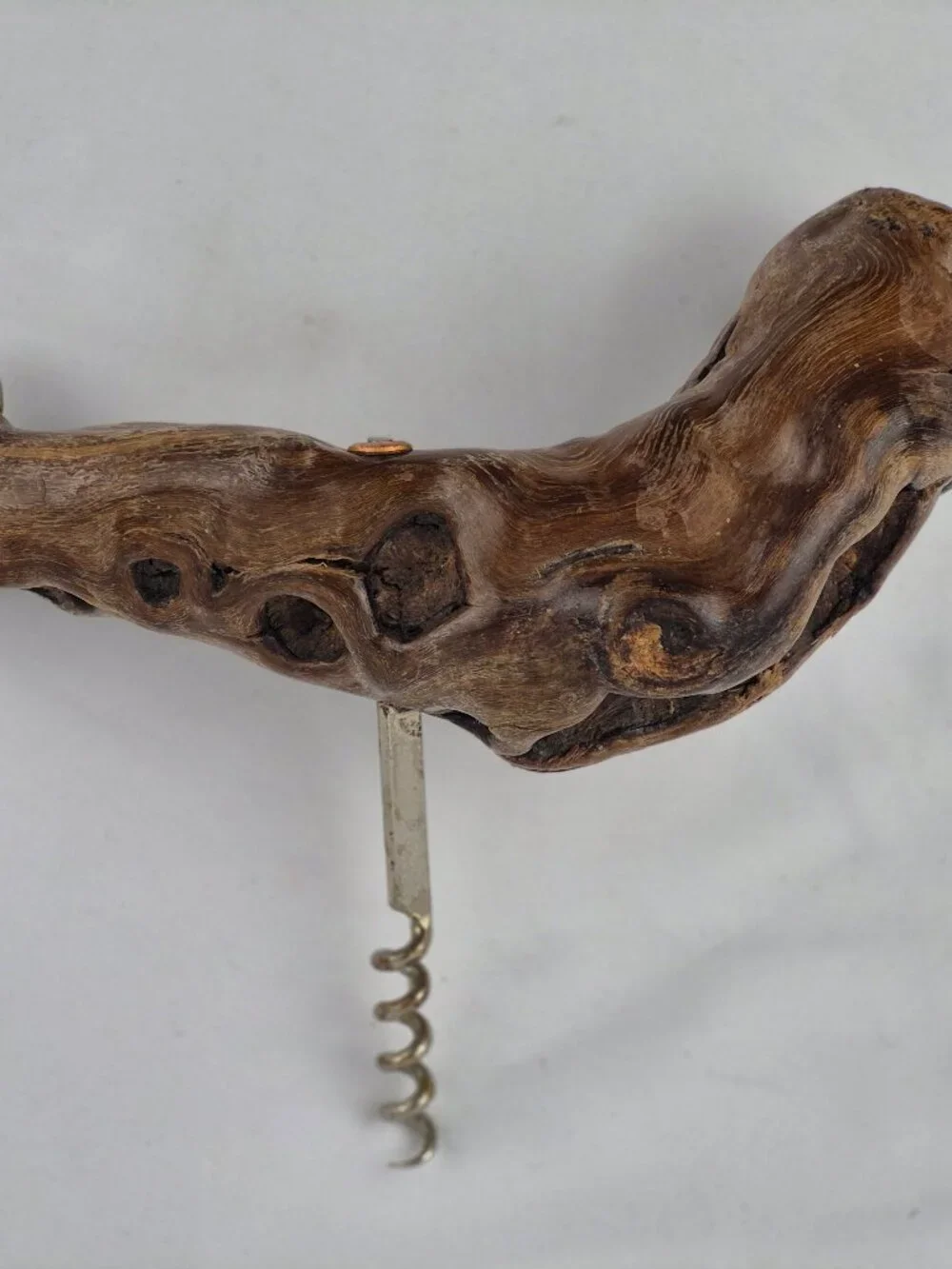 Vintage Grape Vine Burlwood Corkscrew Bottle Opener